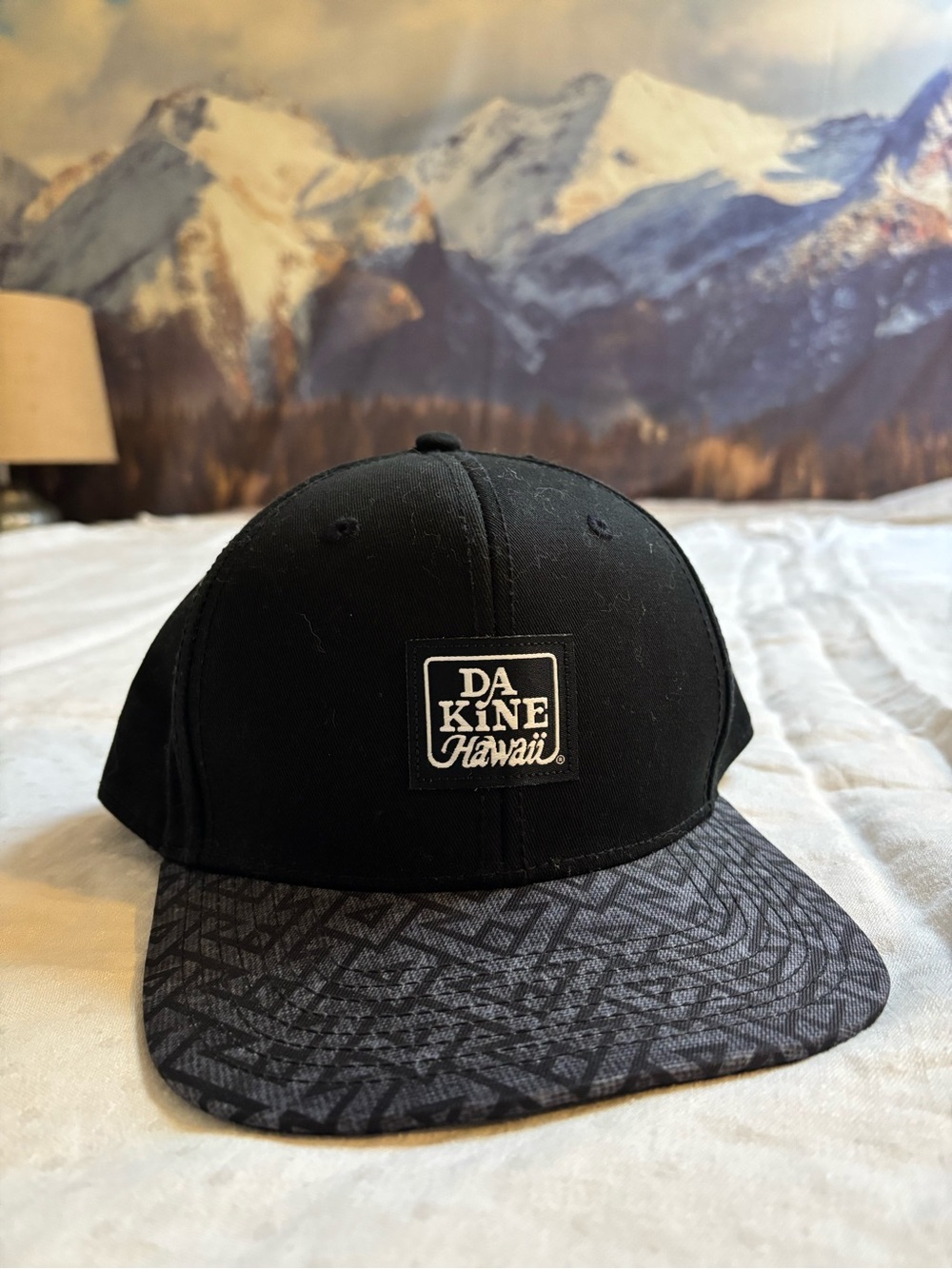 Dakine Black Snapback Hat with Patterned Gray Brim